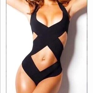 Sexy black bandage swimsuit
